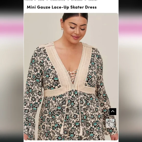 Torrid Mini Gauze Lace-up Skater Dress - Size 2 NWT - Picture 4 of 7